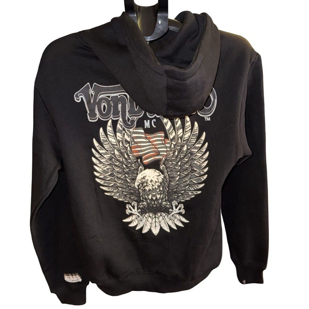 Von Dutch - Originals Black  Graphic Pullover Hoodie-small‎ NWT New Flag Eagle
